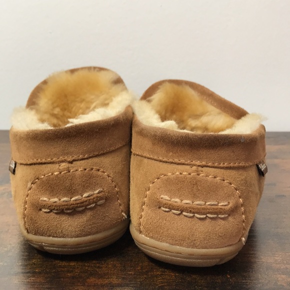 L.L. Bean Mens Suede Leather Slippers Real Lamb Fur Size 7M - Picture 3 of 12